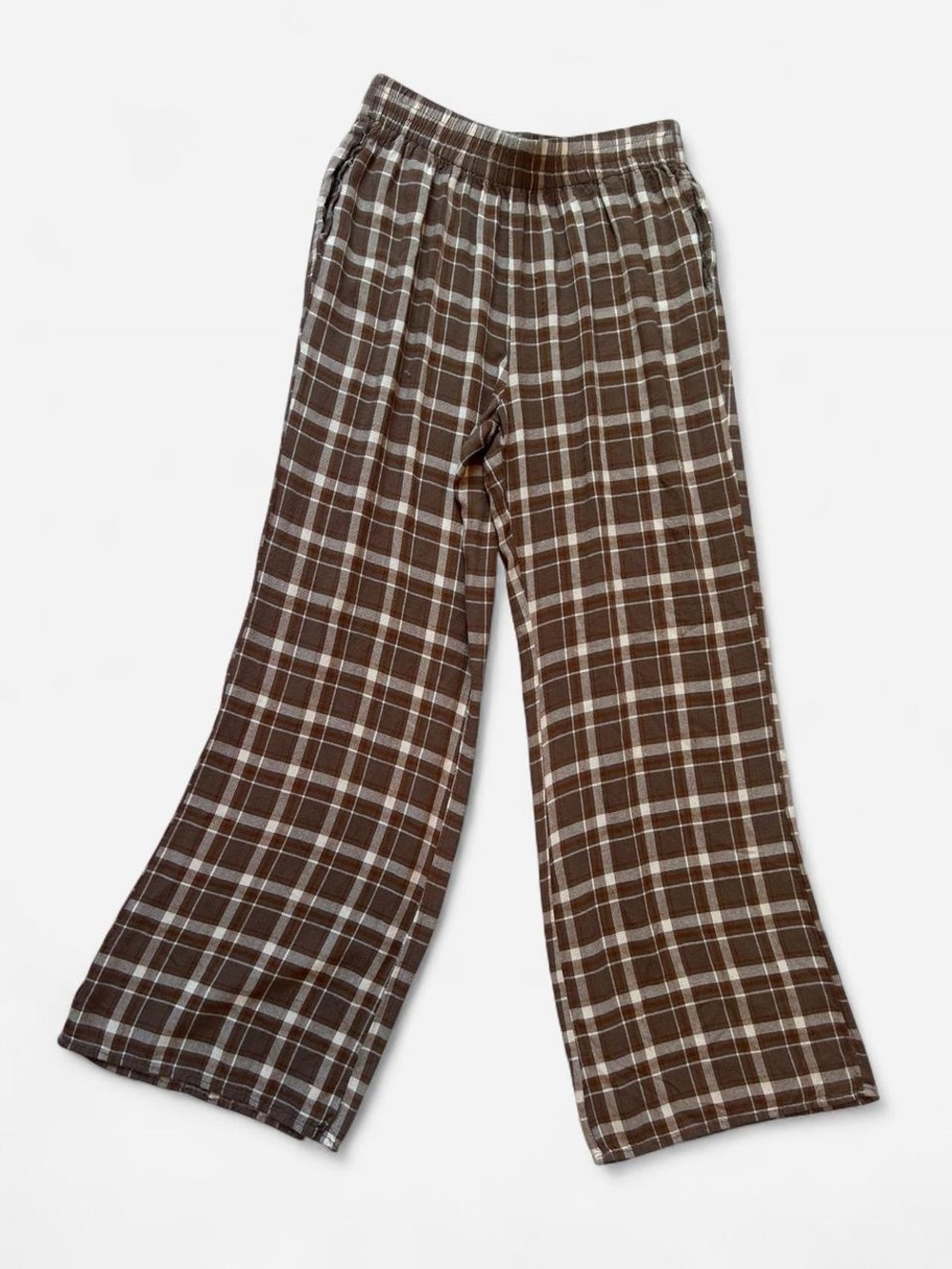 Fashion Nova Brown & Cream Plaid Wide-Leg Pants
